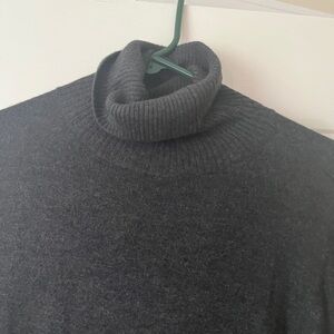 Sweater dress charcoal gray with gun metal black nylon skirt.